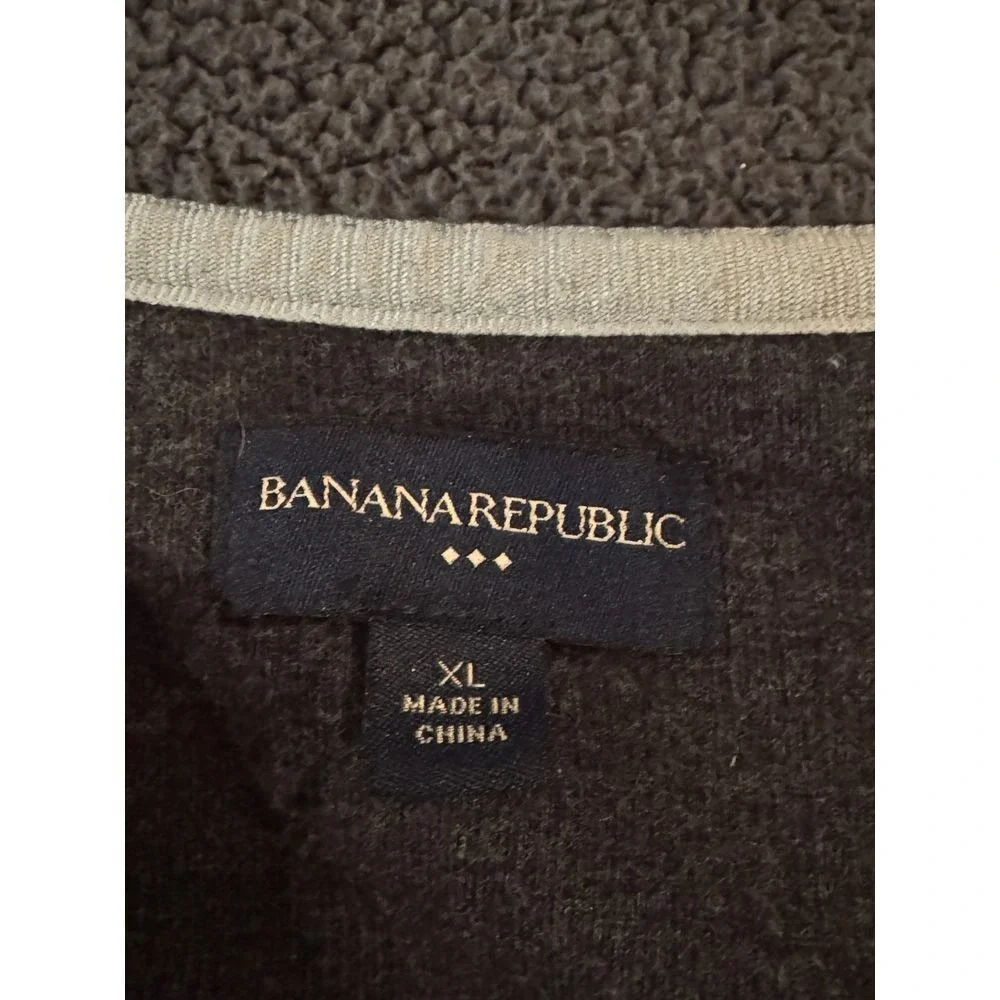 Banana Republic Cardigan Mens Extra Large Gray Mock‎ Zip Sweater Grandpacore